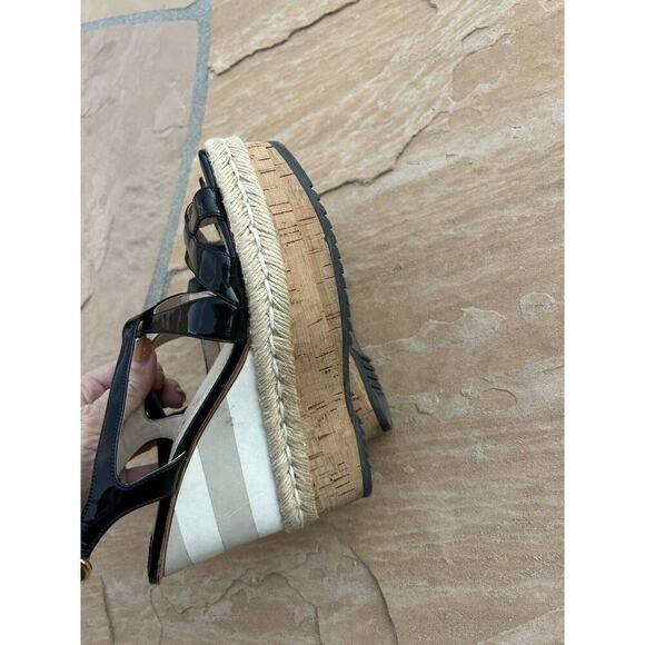 Prada Patent Leather Wedge Heels Sandals Beige Slingback Womens Size 38 Womens 8 - Picture 4 of 7